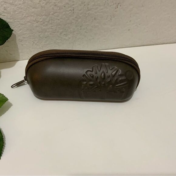 Timberland Brown Zippered Clamshell Structured Glasses Case Vertical - Picture 1 of 5